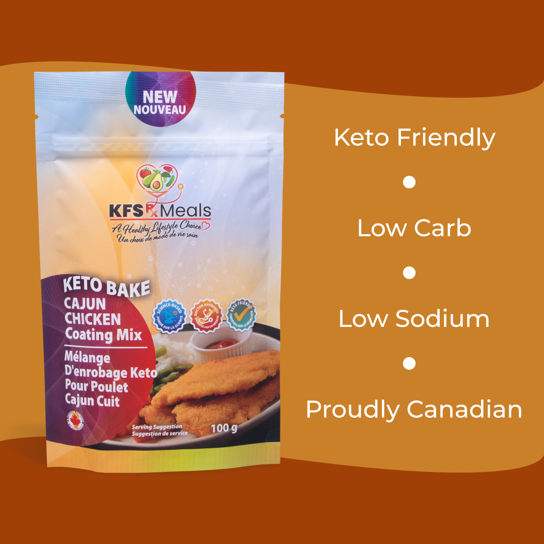 KFS Rx Meals - Keto Bake Cajun Chicken Coating Mix. Keto friendly. Low carb. Low sodium. Proudly Canadian.