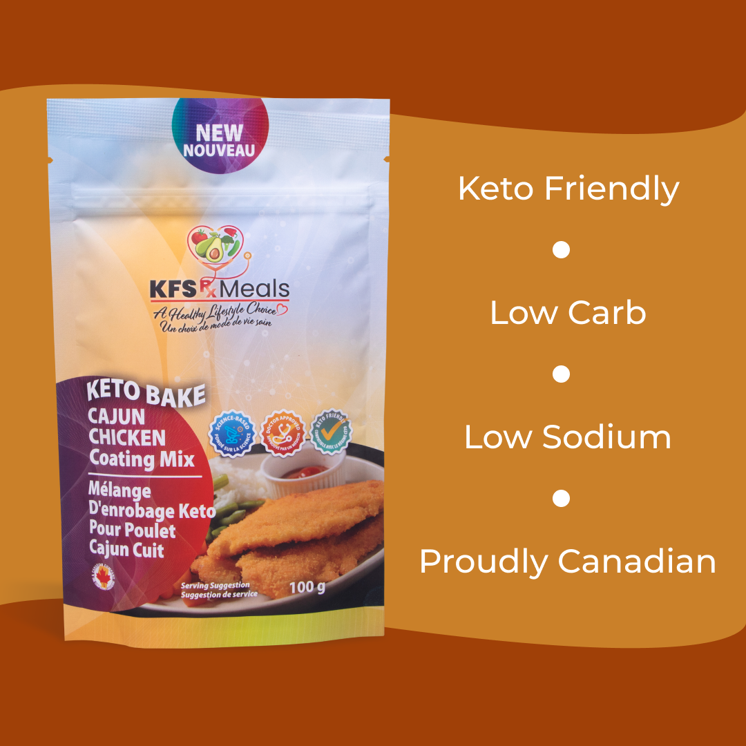 KFS Rx Meals - Keto Bake Cajun Chicken Coating Mix. Keto Friendly. Low Carb. Low Sodium. Proudly Canadian. 