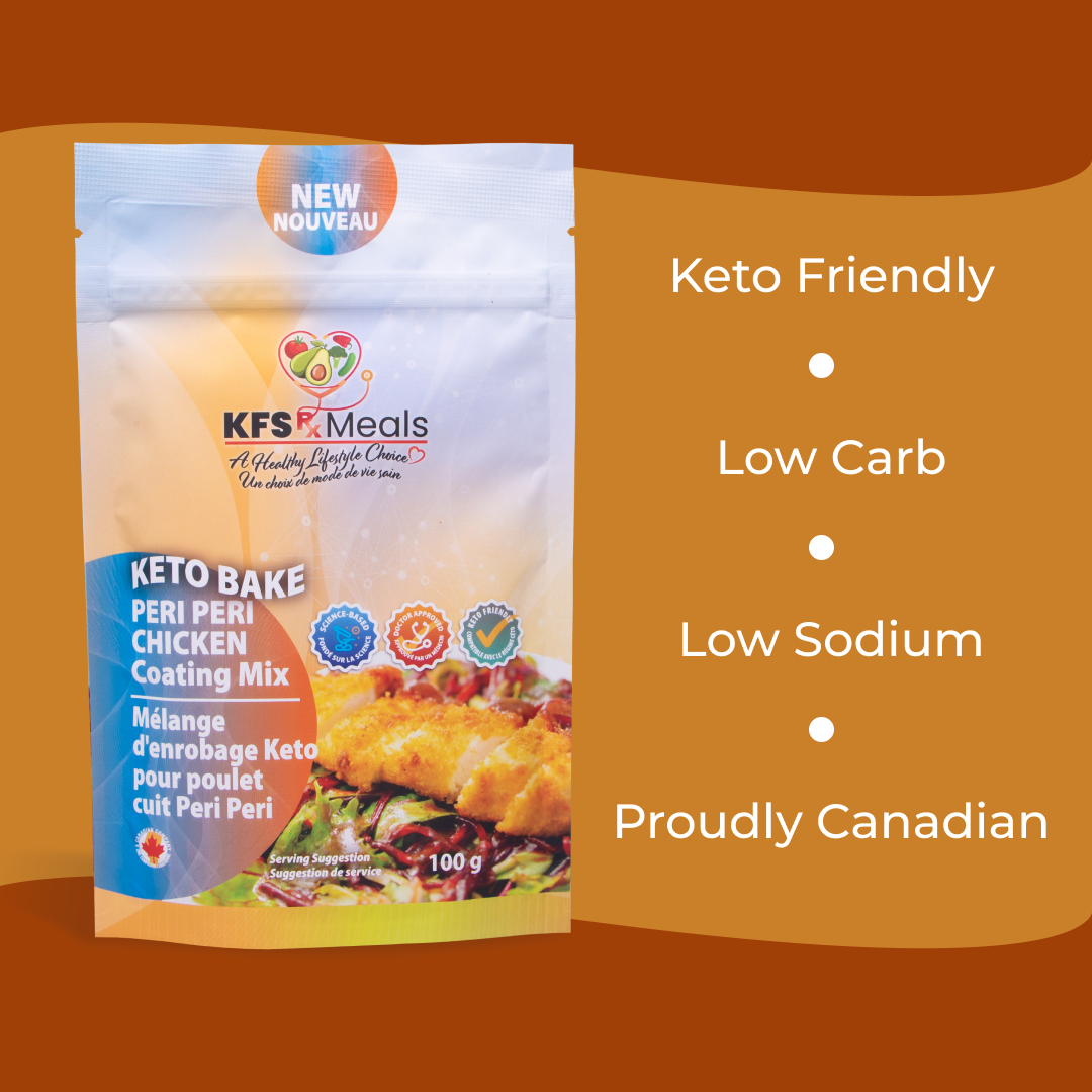 KFS Rx Meals - Keto Bake Peri Peri Chicken Coating Mix. Keto friendly. Low carb. Low sodium. Proudly Canadian.
