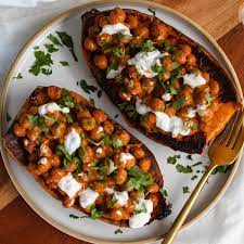  Avocado and Chickpea Stuffed Sweet Potatoes for Mindful Munching